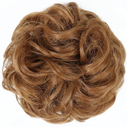 Azqueen Synthetic Messy Bun Chignon Donut Gary Brown Color Hair Bun Pad Elastic Hair Rope Rubber Band Hair Extensions