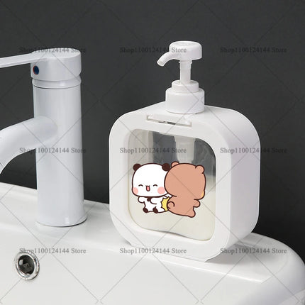 300ML Panda Bear Bubu Dudu Transparent Soap Dispensers Refillable Portable Empty Bottle Shower Gel Detergent Dispensing Bottle