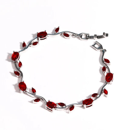 Colorful Trendy Charm Marquise Cut Cubic Zirconia Bracelets For Women CZ Leaf Bridal Wedding Party Jewelry Gift