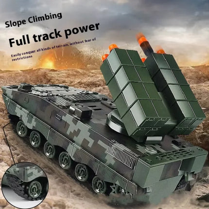 Children Simulation Military Missile Remote Control Vehicle Track Running Lifting Launch Platform Launching Missile Boy Toy Gift