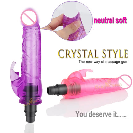 Vibrators False penis for FemaleMassage Gun Head Crystal Adult Massage gun accesorie silicone heads for Fascia gun percussion