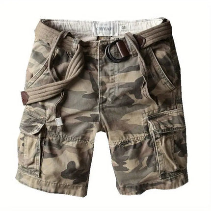 New 2025 Cotton Retro Summer Men's Outdoor Loose Multi-pocket Sports Camouflage Tooling Shorts Straight Medium Short Pants Man