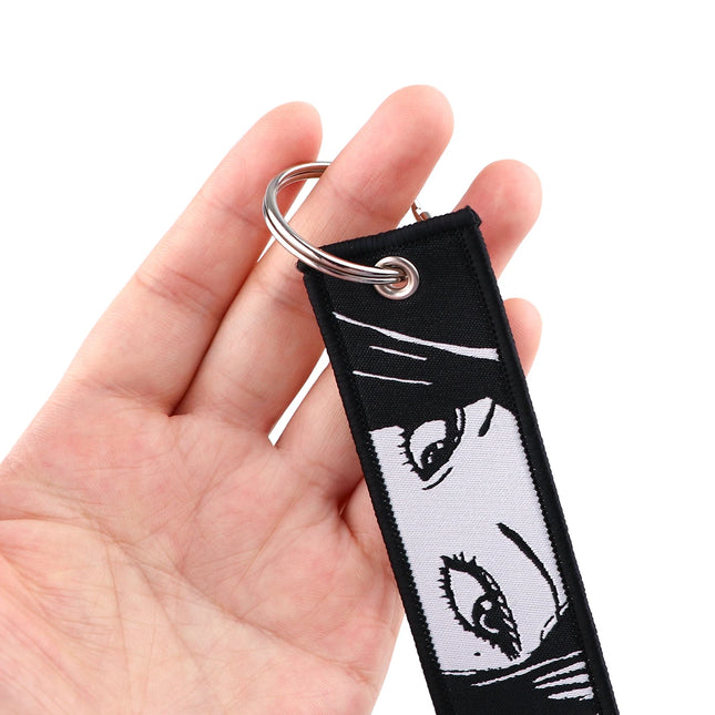 Japanese Anime Keychain for Motorcycles Cars Key Fobs Key Tag Embroidery Key Ring for Men Women Accessories