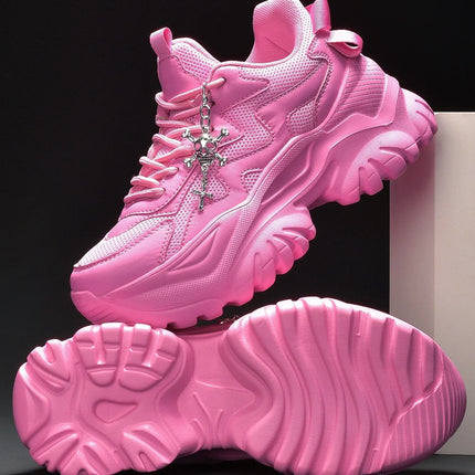 Women's outdoor four seasons fashion casual shoes Black platform high heels women's Halloween punk style light women's sneakers