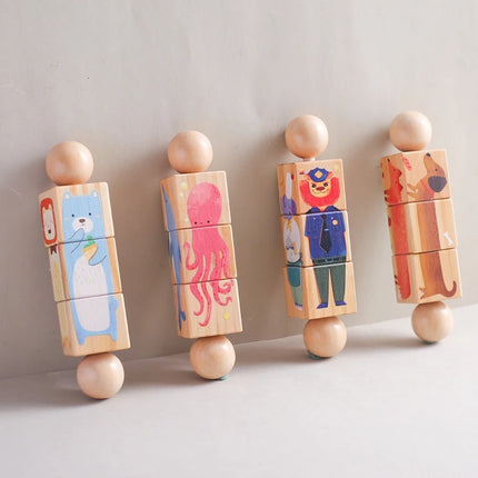 Baby Wooden Rattle Montessori Toy Hand-on Develop Ability Toy Newborn Soothing Toy 0 12 Months Rotating Puzzle Educational Toy