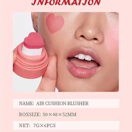 Heart Blush Stick Sponge Stamp Facial Blush Waterproof Brightening Face Contouring Shadow Blusher Tint Cheek Korean Cosmetics