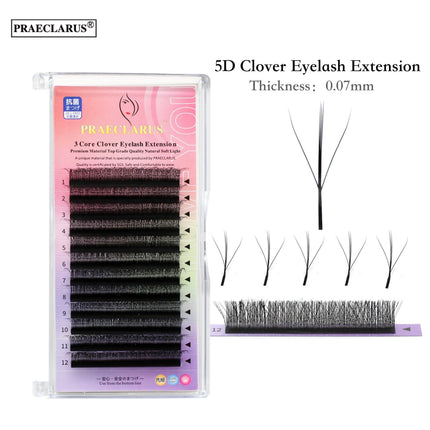 PRAECLARUS 3D Fairy Shape Lashes 12 Rows Eyelashes Premade Volume Fan Natural Soft Light Lashes Triple Tips Eyelashes