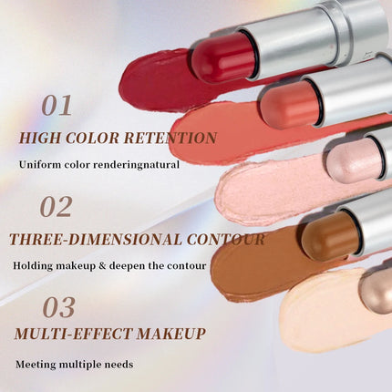 QIBEST Highlighting&Bronzer Stick Face Brightening Blusher Rouge Concealer Pen Long Lasting Highlight Contouring Blush Makeup