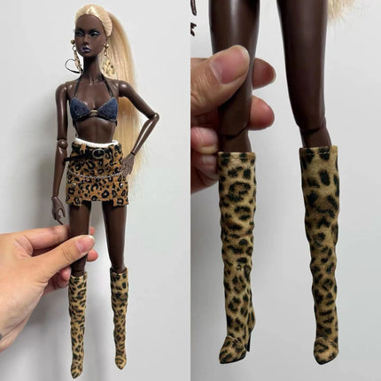 30cm Doll Shoes Accessories Senior Sense Fashion Trend Wrinkle Boots Winter Leather Boots For 1/6 FR Babi Supermodel Doll
