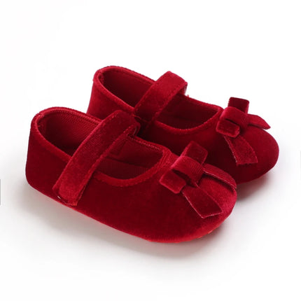 Red Fluffy Comfortable Princess Shoes 0-12 Months Baby Girl Indoor Walking Party Christmas Single Shoes