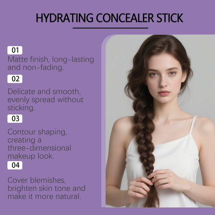 Concealer Contour Stick Waterproof,For Covers Skin Acne Scarring Flaw Sweat-Proof Nature Contouring Cosmetic Face Makeup Tool