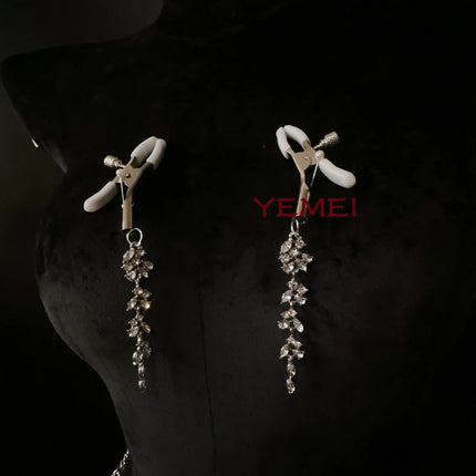 Metal Bondage Nipple Clamps Chain Anal Plug SM Adult Sex Games Breast Stimulate Chest Chain Body Jewelry Accessory Decoration