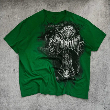 American 2000s Street Affliction New Men Tops Gothic Retro Printed Oversize T-shirt couple Hip Hop Harajuku Punk Short Sleeves