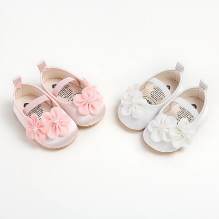 Baby girl shoes, princess children's shoes, soft soled anti slip pearl flower dress, children's shoes, first step 0-18M