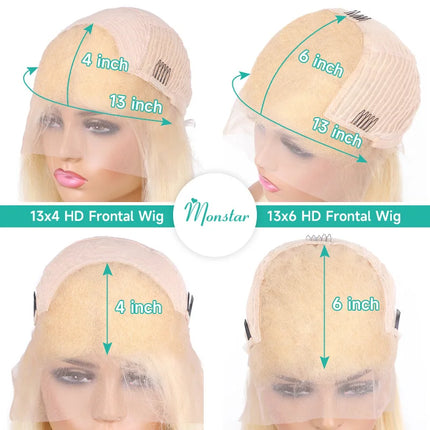 13x4 13x6 613 HD Blonde Bob Hair Wig Human Hair Lace Frontal Wig Brazilian Straight Bob Wig Lace Front Human Hair Wigs For Women
