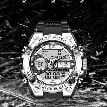 LIGE Men Military Watch Digital 50m Waterproof Wristwatch LED Quartz Clock Sport Watch Male Big Watches Men Relogios Masculino