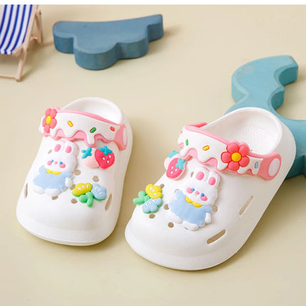 Cute Cartoon Bunny Garden Shoes For Girls Soft Sole Clogs For Baby Breathable Non-slip Indoor Outdoor Beach Sandals Trendy