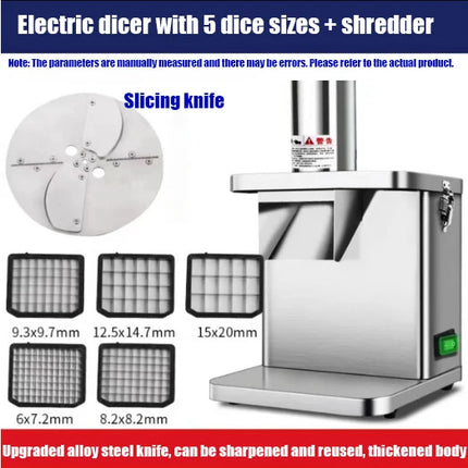Commercial Electric Vegetable Cube Cutting Machine Fruit Slicer Cutting Strip Dice Potato Carrot Food Processor with 5 Blades