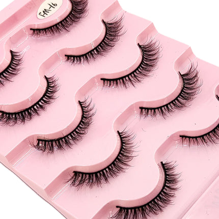 HBZGTLAD 3D natural cat eye fluffy soft cross 5 pairs of comic eyelashes Wispy natural eyelash extension eyelashes