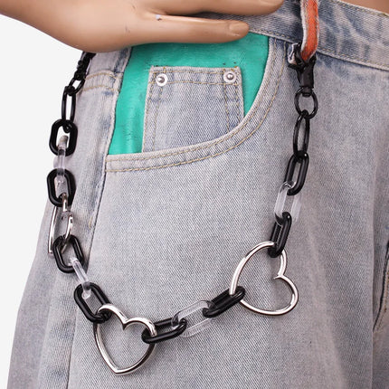 Punk Hiphop Long Resin Pentagram Heart Rock Trousers Hipster Pant Jean Keychain Ring Clip Acrylic Key Chains Women Accessories
