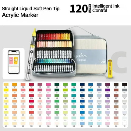 GRASP 120/1 Colors Acrylic Marker Pens Waterproof Pen Soft Brush Nib Student Art for Glass Stone Art School Supplies Stationery