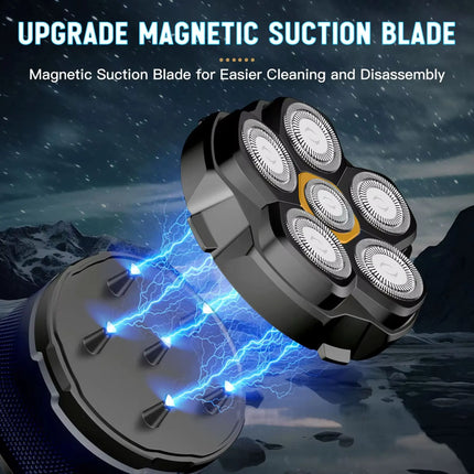Solimpia Electric Shaver 6 Blade for Men Portable Magnetic Charging Bald Head Trimmer Multi-Functional Shaving Machine 2-pcs Set