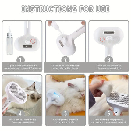 3-in-1 Cat Hair Brush Dog Hair Brush  Electric Pet Cleaning Steam Spray Massage Hair Removal Comb anti-Tangle