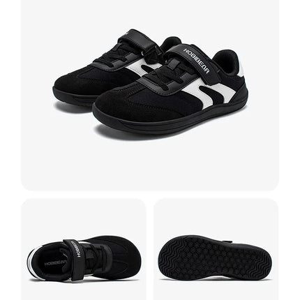 HOBIBEAR Boys Girls Barefoot Shoes Wide Toe Zero Drop Sneakers Retro Lightweight Hook Loop Minimalist Shoes for Big Kids