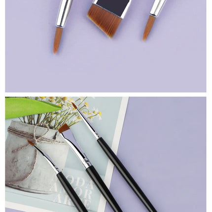 3pcs Eye Makeup Brush Ultra Fine Eyeliner Brush Set, Including Straight, Angled, Bent Tip, Suitable For Makeup