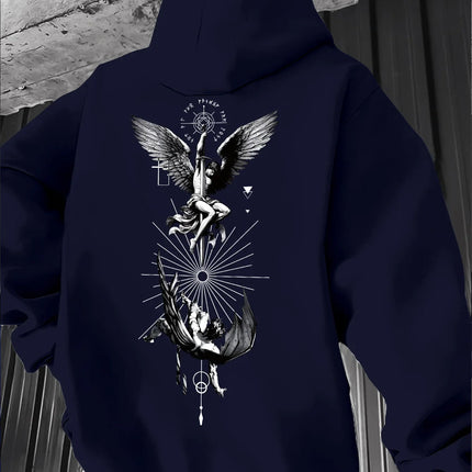 Oversized Unisex Royal Blue Hoodie Angel Demon Double Side Print 2026 Spring Autumn Korean Ulzzang Y2K Viral Street Sweatshirt