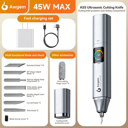 Awgem KE5 Handheld Ultrasonic Cutter Ultrasonic cutting knife DIY Electric Carving Tool for Plastic/Resin/3D Printing/Textile