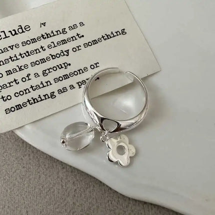 VENTFILLE 925 Sterling Silve Flower Ring for Women Gift Hollow Out Design Retro Hip Hop Versatile Jewelry Party Gift Dropship
