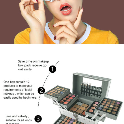 132 Color Makeup Gift Kit Full Set Box Face Powder Eyeshadow Palette Lipstick Concealer,Eyebrow Blush All In One Makeup Gift Set