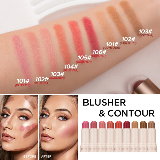 BEAUTY GLAZED multi-colour matte highlight blush stick glazed non-stick glass delicate and supple multi effect makeup