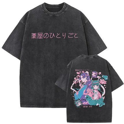 Japanese Anime The Apothecary Diaries Washed Vintage T Shirt Maomao Graphic T-shirt Men Women Cartoon Manga Funny T-shirts Tops