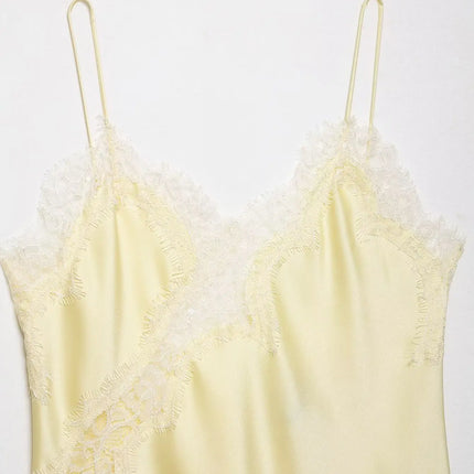HH Sexy Women Asymmetrical Lace Slip Tops Summer Female Backless Sleeveless Off Shoulder Underwear Tanks Elegant Beach Camisole
