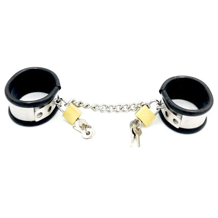 BDSM bondage restraints stainless steel silicone hand ankle cuffs sex toys for couples bed bondage chastity handcuffs