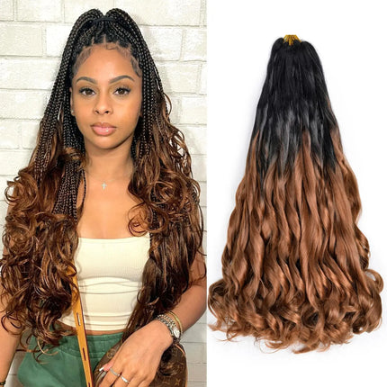 French Curl Braids Hair 22“Loose Wave Bouncy Synthetic Spiral Curls Braiding Hair Extensions Ombre Pre Stretched Hair For Women