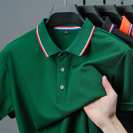 Men's Casual Solid Color Short Sleeve Polo Shirt Summer 2025 Fashionable Comfortable Versatile Top for Men