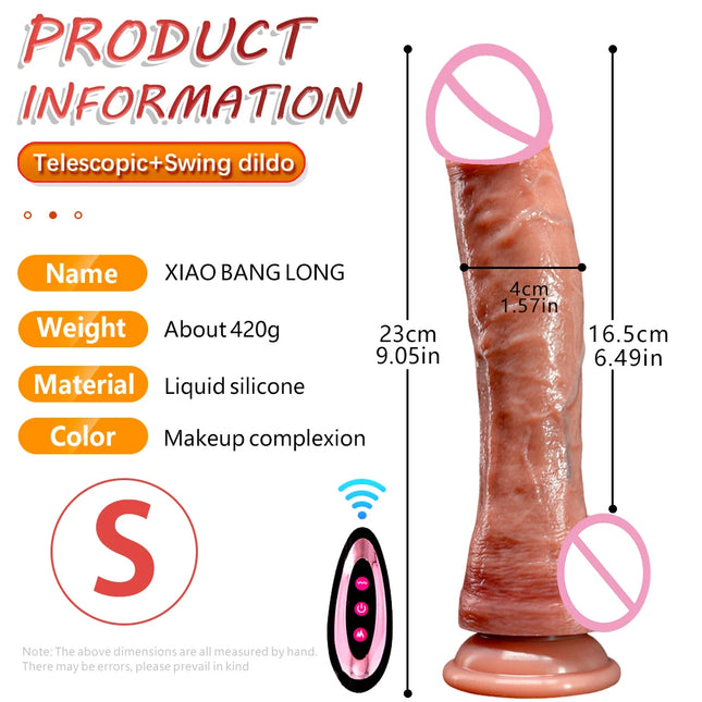 Big Telescopic Realistic Vibrating Dildo Vibrator Heating Thrusting Dildo Sex Toy Anal Stimulation Vibrating for Women 18