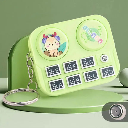 Mini Keychain with DJ Disc Player for Kids, Musical Instrument Sound Button, Toy Games, Educational Toy Bag, Pendant Keychain, 1
