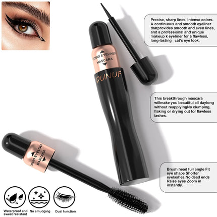 2-in-1 Double-ended Eyeliner Mascara | Matte Black Waterproof | Smudge-proof Quick-drying Ultra-fine | Volumizing Curling Y2K
