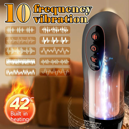 Male Heating Masturbation Cup Sex Machines Suction Cup Realistic Vagina Penetration Soft Pocket Pussy Sexy Voice Sex Toy For Men