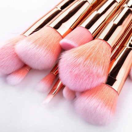 12-Piece Rose-Gold Makeup Brush Set, Professional Blush/Eye Shadow/Highlighter Brushes - Detail Eyebrow & Face Beauty Tools