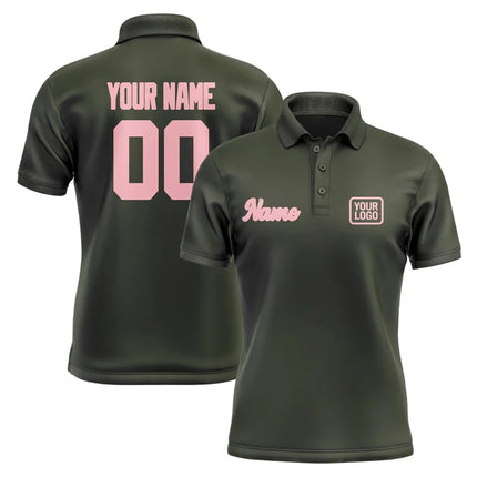 Personalized DIY Dark Olive Polo Shirts Customized Name Team Name Logo Number Team Uniforms Loose Darts Bowling Billiards Tops