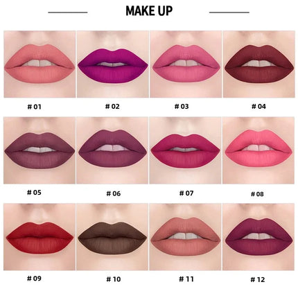 12 Colors Matte Lipstick Long Lasting High Pigment Velvet Soft Full Coverage Lip Makeup Nude Red Sexy Women Beauty Cosmetics