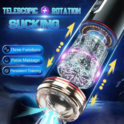 Male Sex Toy Automatic Sucking Telescopic Rotating Masturbator Cup For Men Real Vaginal Suction Pocket Blowjob Adult Product