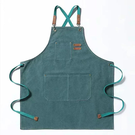 New Fashion Canvas Kitchen Aprons For Woman Men Chef Work Apron For Grill Restaurant Bar Shop Cafes Beauty Nails Studios Uniform