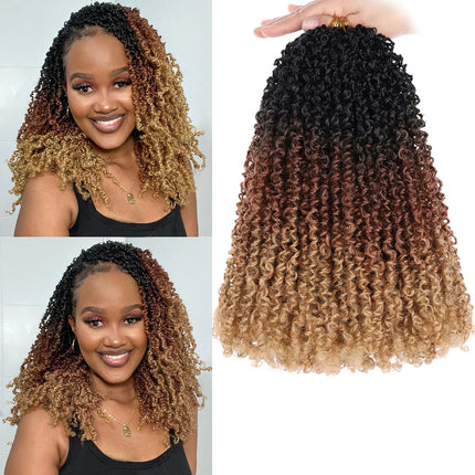 7 Packs Pre-looped Yanky Twist Crochet Braids Hair Synthetic Natural Black Pre-twisted Passion Twist Boho Crochet Braid Hair