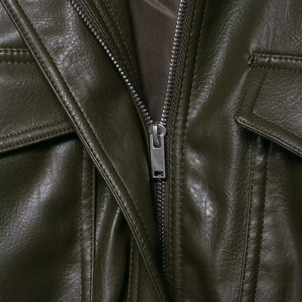 Chic Fashion Faux Leather Jackets for Women Loose Zipper Long Sleeve Female Short Coats 2026 Autumn Lady Casual New Outerwear ﻿